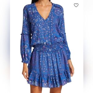 Poupette St. Barth Ilona Blue Floral Mini Dress Size XS
